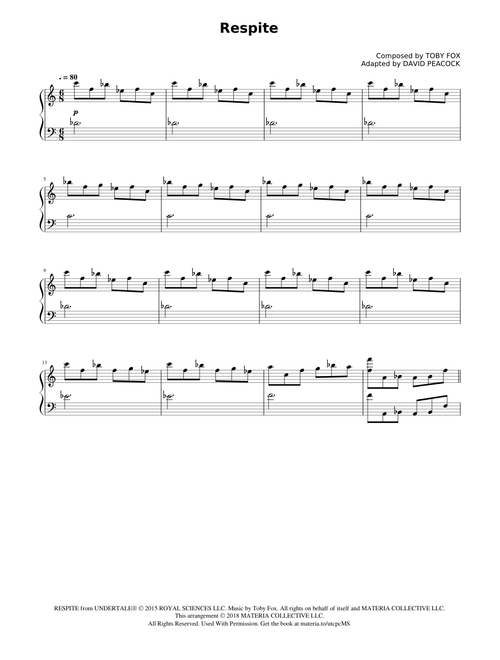 Respite (UNDERTALE Complete Piano Sheet Music)