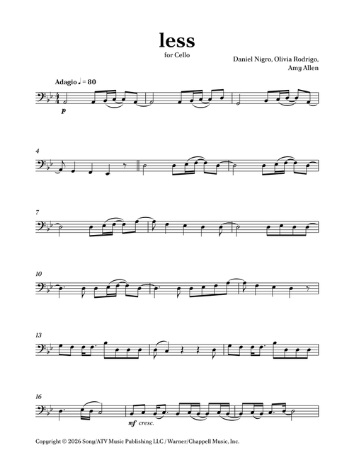 Less (Arr. Caio Costa) - Olivia Rodrigo (Cello Solo)
