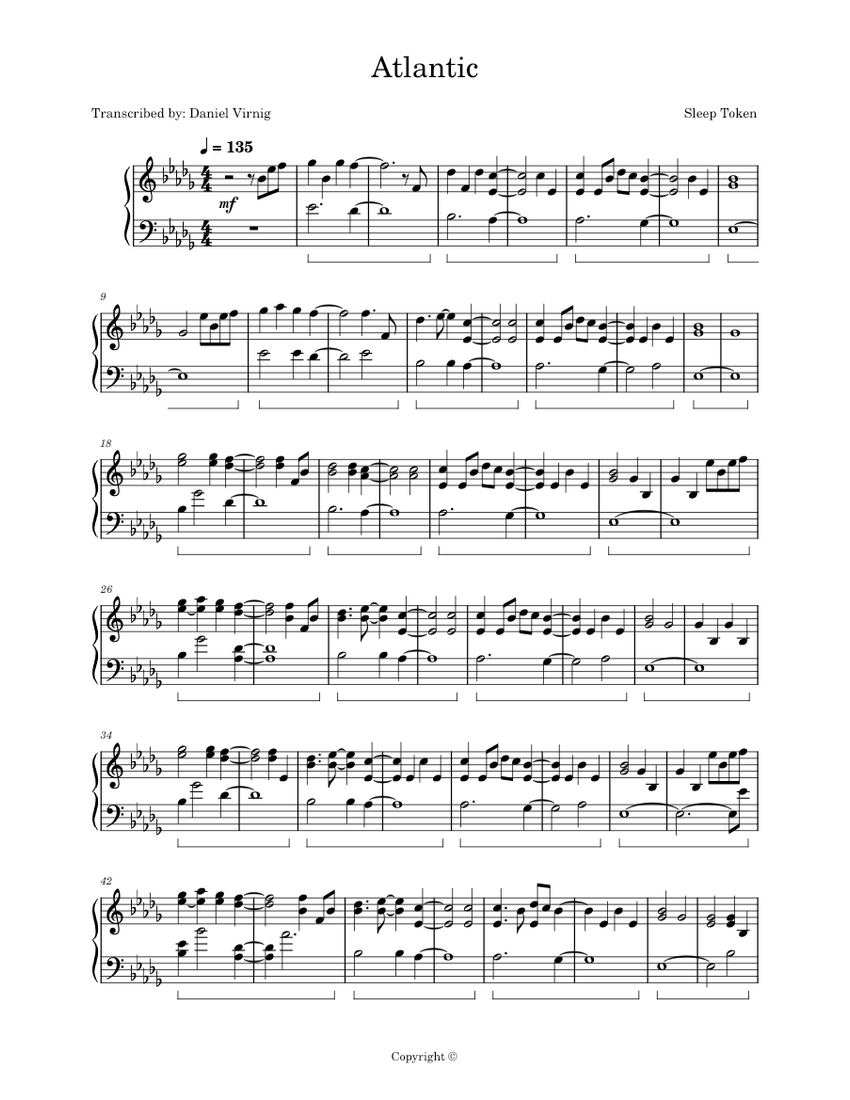 Atlantic Sleep Token Sheet music for Piano (Solo)