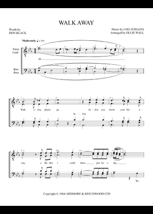Walk Away - Udo Jürgens Sheet Music with Chords for Piano