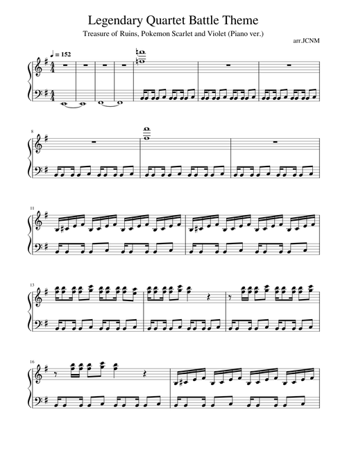 Legendary Quartet – Game Freak Legendary Quartet Battle theme (Treasure of Ruines) Piano ver.