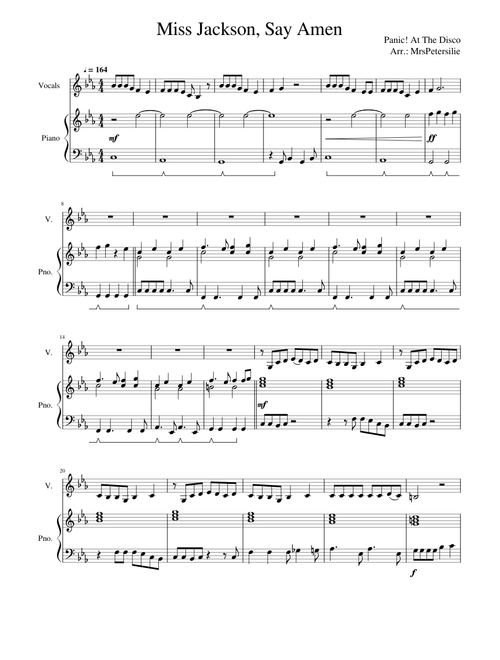 Miss Jackson Say Amen (for Piano & Vocals) Panic! At The Disco