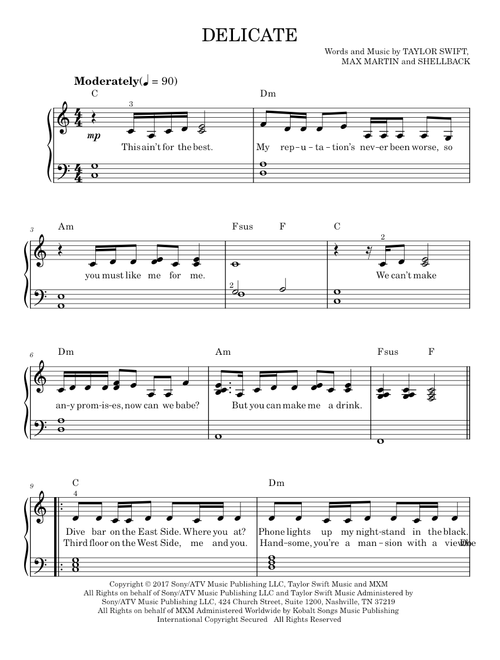 Delicate - Taylor Swift (Easy Piano)