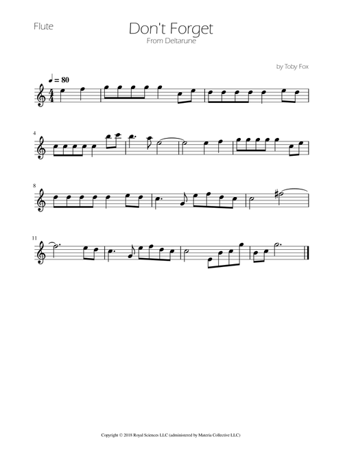 Don't Forget (Arr. Ygor Nunes Silva) - Toby Fox (Flute Solo)