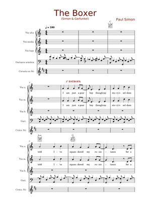 Play Official version of The boxer Sheet Music by Simon & Garfunkel for ...