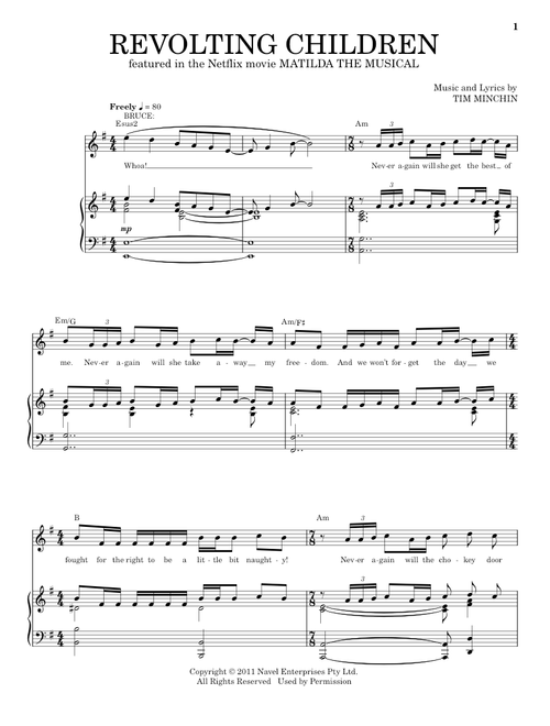 Revolting Children (from the Netflix movie Matilda The Musical) - Tim Minchin (Piano Vocal)