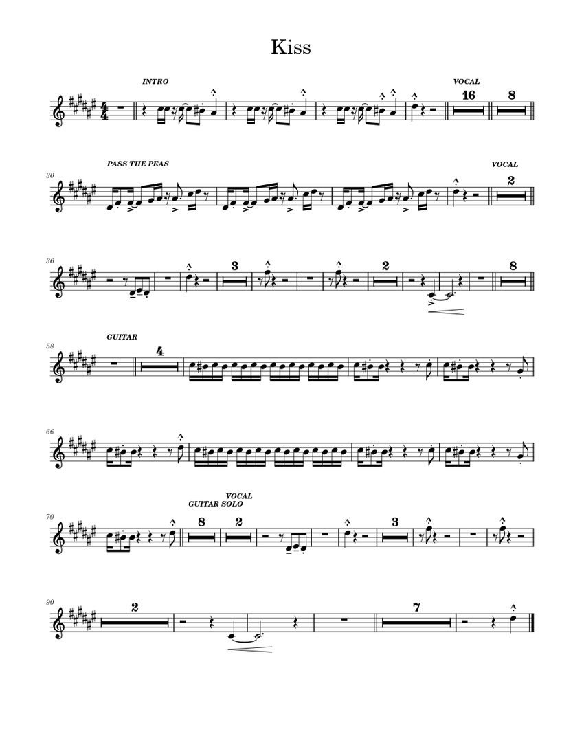 Kiss – Prince, Prince & The Revolution KISS Sheet Music for
