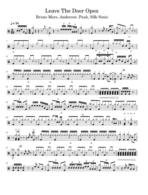 Leave the Door Open – Bruno Mars, Anderson .Paak, Silk Sonic / Drum Sheet Music