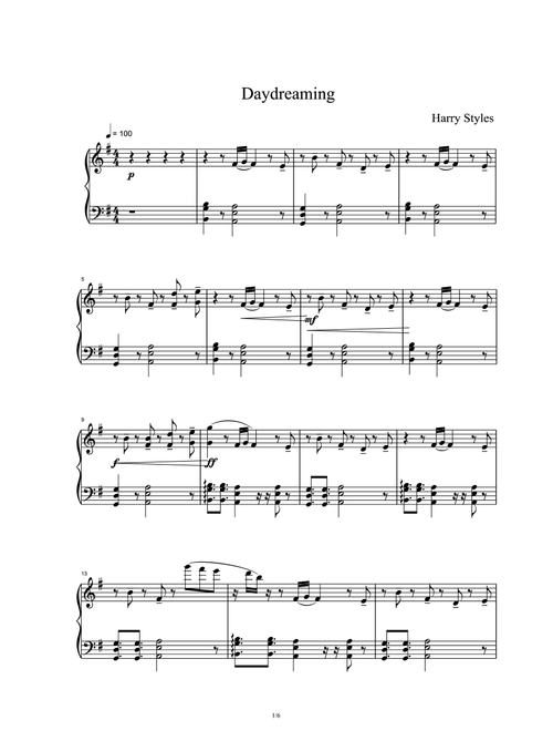 Daydreaming (Arr. Harry Styles) (Piano Solo)