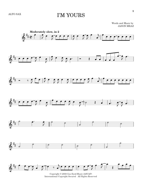 I'm Yours - Jason Mraz (Alto Sax Solo)