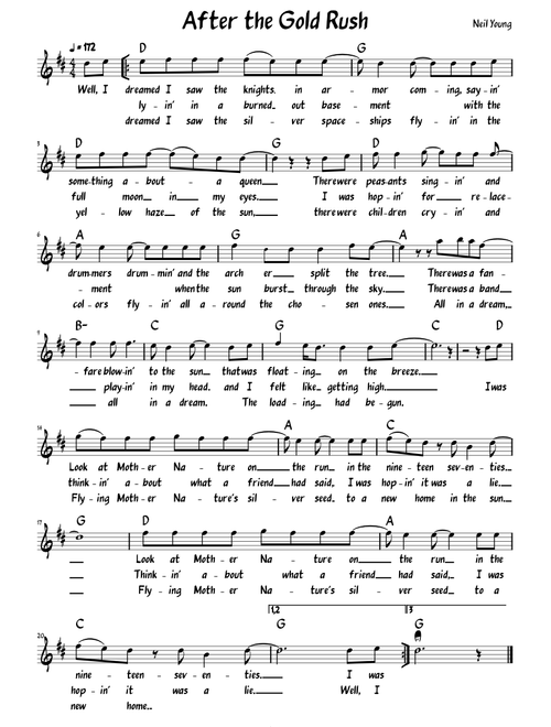 After the Gold Rush (Lead sheet with lyrics )