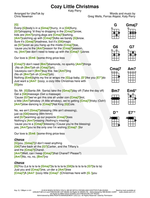 Cozy Little Christmas (Arr. UkeTok) - Katy Perry (Ukulele Chords-Lyrics)
