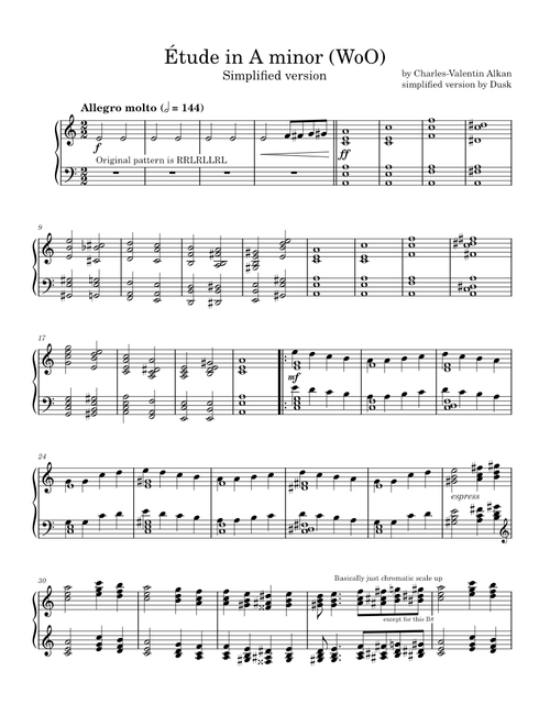 Étude in A minor, Op. WoO (Simplified)