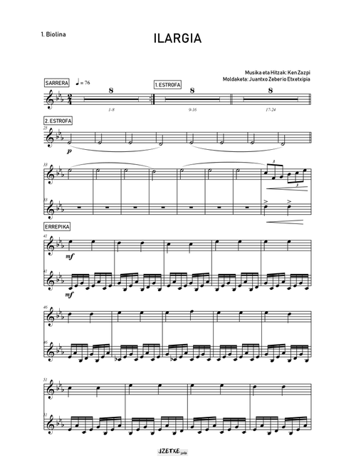 ILARGIA (Parts) (Arr. Juantxo Zeberio Etxetxipia) (Full Orchestra)