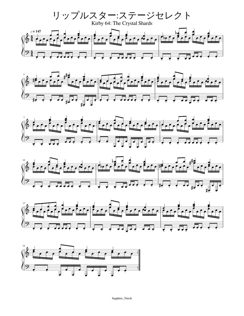 リップルスター:ステージセレクト Sheet Music for Piano (Solo) | MuseScore.com