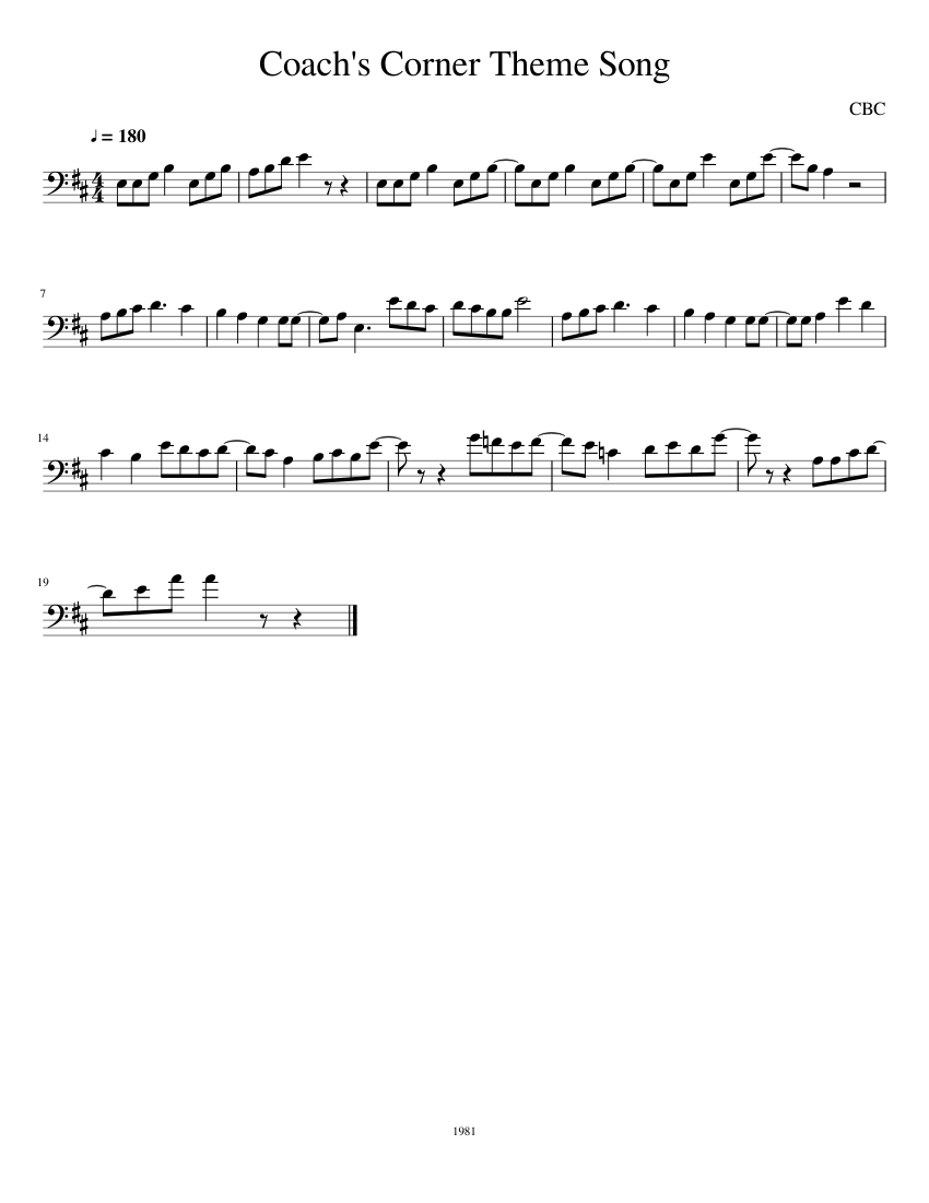 Coach's Corner Theme Song Sheet music for Trombone (Solo) 