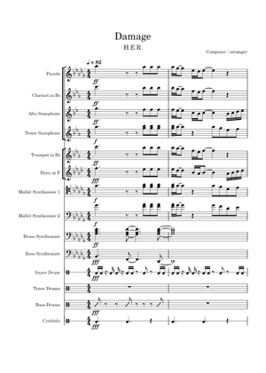 Damage – H.E.R. Sheet Music for Trombone, Tuba, Flute, Saxophone alto ...