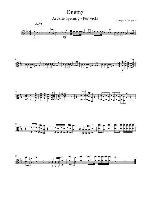 Enemy – Imagine Dragons Viola