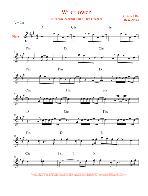 Wildflower (Arr. Rene Alves) - Billie Eilish (Flute Solo)
