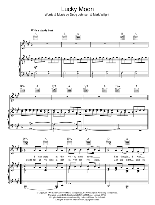 Lucky Moon - Oak Ridge Boys (Piano-Vocal-Guitar (Piano Accompaniment))