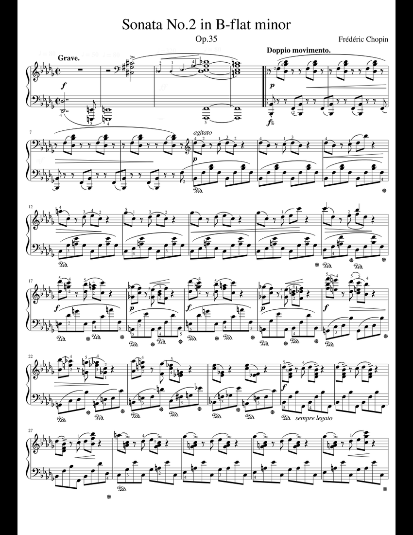 Sonata No.2 In B-flat Minor, Op. 35 - F. Chopin Sheet Music For Piano ...