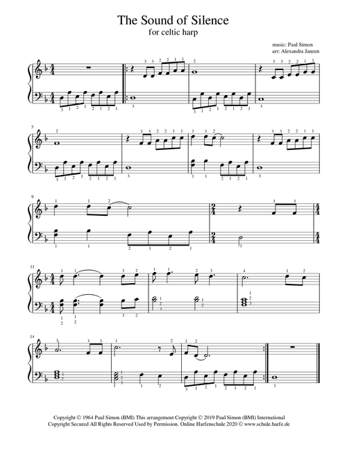 The Sound Of Silence (Arr. A. Janzen) - Simon & Garfunkel (Harp)