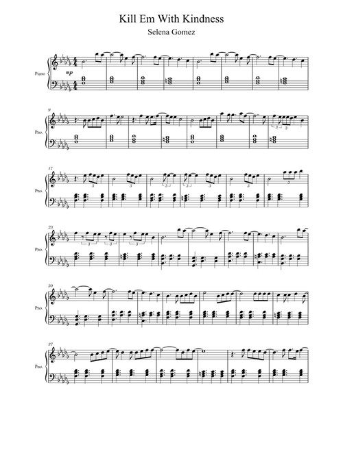 Kill 'em With Kindness (Arr. Selena Gomez) (Piano Solo)