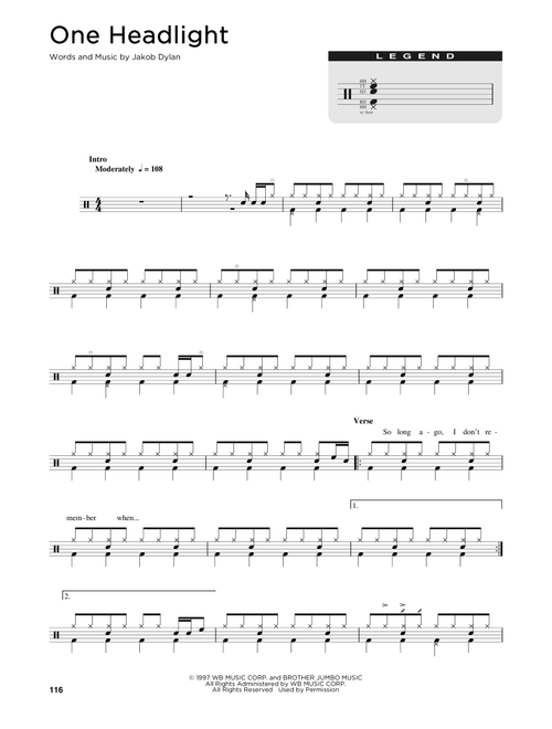 One Headlight - The Wallflowers (Drum Chart)