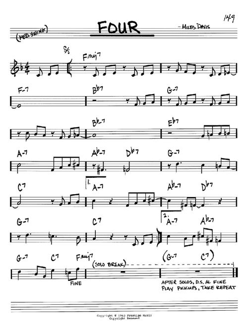 Four - Miles Davis, John Coltrane (Real Book - Melody-Chords)