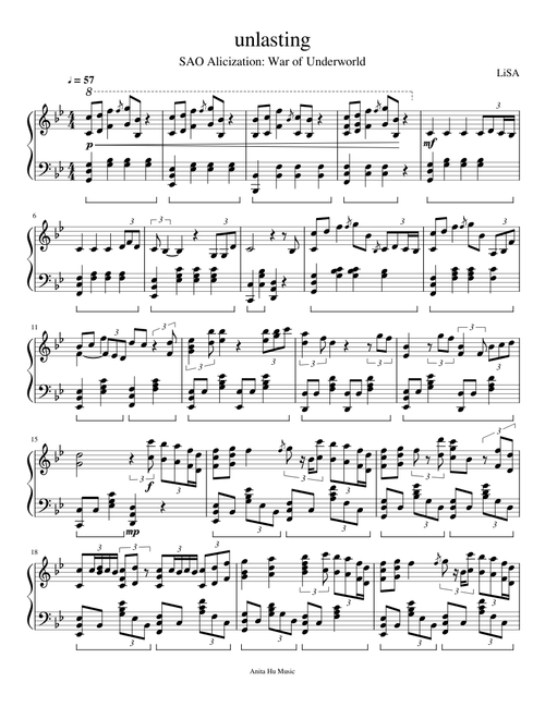 SAO Alicization: War of Underworld ED - unlasting [FULL] (piano solo)