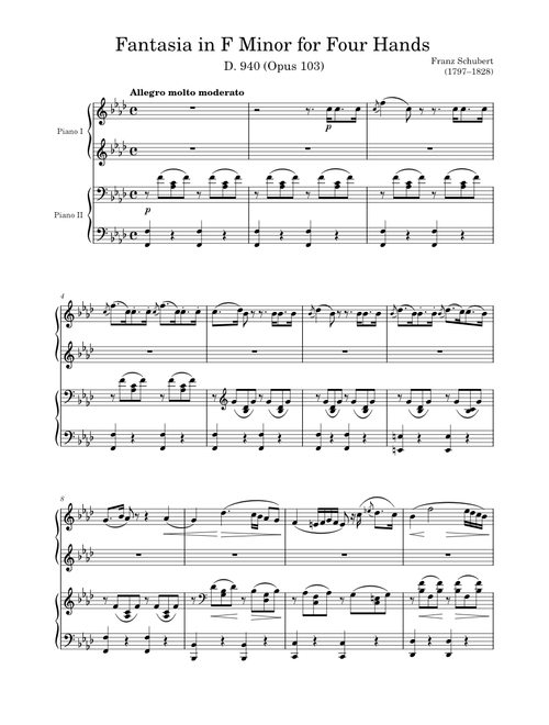 Fantasia in F Minor for Four Hands, D. 940 – Schubert