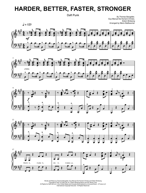 Harder, Better, Faster, Stronger (Arr. Mario Stallbaumer) - Daft Punk (Piano Solo)