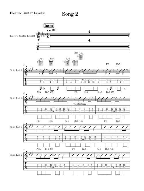 Song 2 – Blur Song 2 - Electric Guitar Level 2