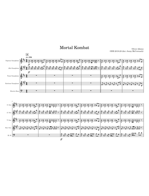 Mortal kombat theme – Misc Computer Games for Sax Quartet + Bass