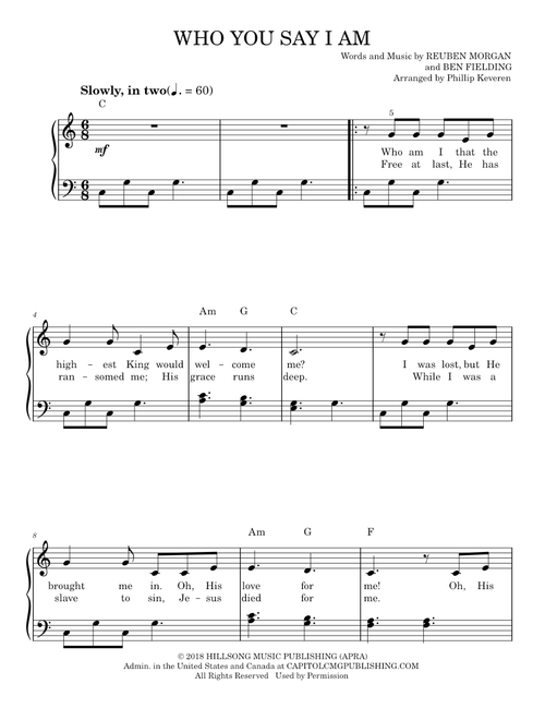 Who you say i am - Hillsong Worship (Easy Piano)