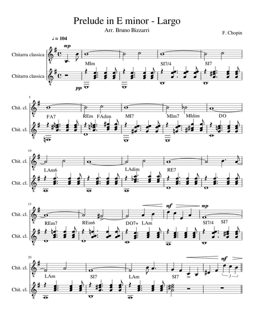 Prelude in E minor Op. 28 No. 4 – Frédéric Chopin Prelude in E minor - Largo