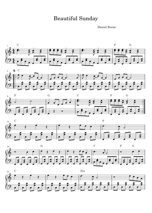 Beautiful sunday - Daniel Boone Sheet Music with Chords for Synthesizer ...