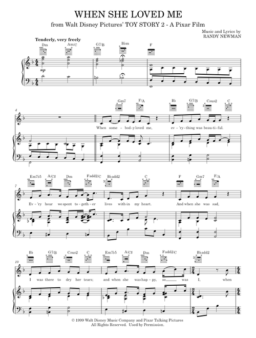 When She Loved Me (from Toy Story 2) - Sarah McLachlan (Piano-Vocal-Guitar)