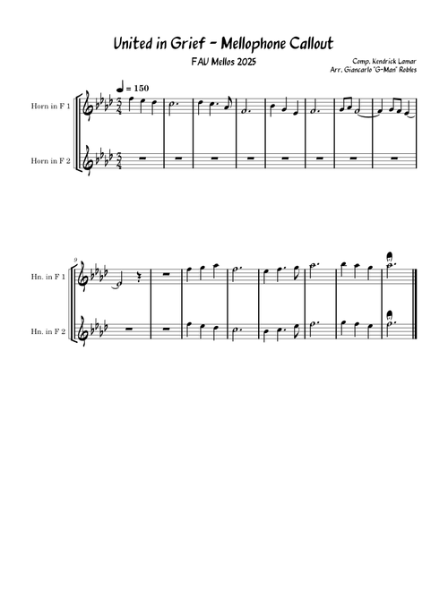 United In Grief  - Mellophone Fanfare