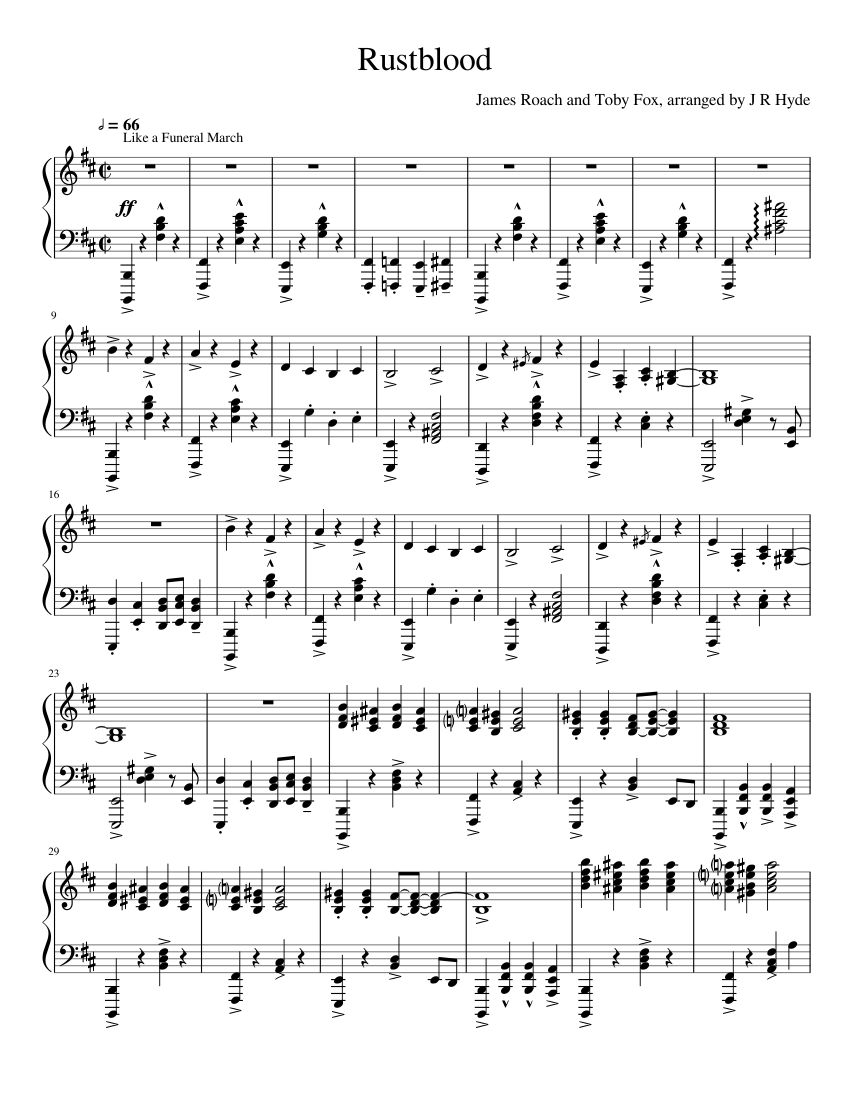Rustblood Sheet Music for Piano (Solo) | MuseScore.com