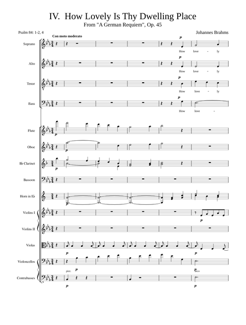 "How Lovely Is Thy Dwelling Place" from Brahms Requiem (full score)