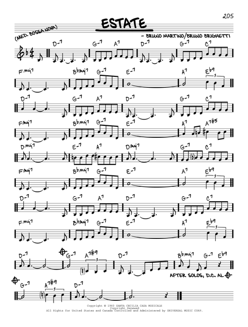 Estate - Bruno Martino (Real Book - Melody-Chords)