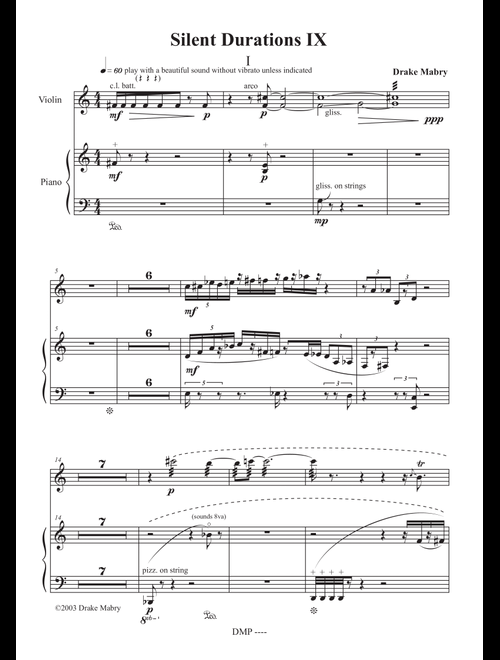 Silent Durations IX (a Zen experience) - Drake Mabry (Violin and Piano)