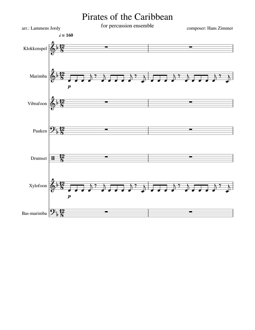 【吹奏楽譜】PIRATES OF THE CARIBBEAN Download Digital Sheet Music of pirates of the caribbean for