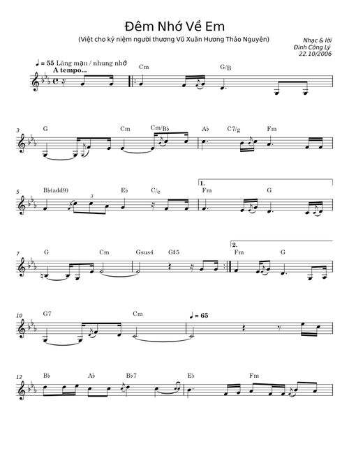 Đêm Nhớ Về Em - Nhạc & Lời