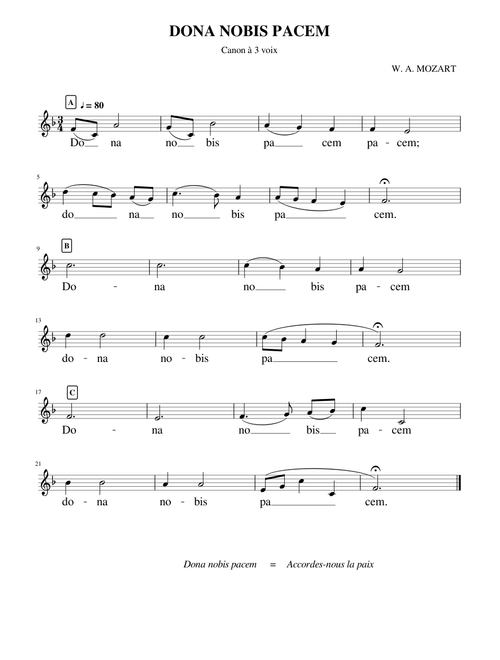 Dona nobis pacem - Mozart (Canon 3 voix MuseScore)