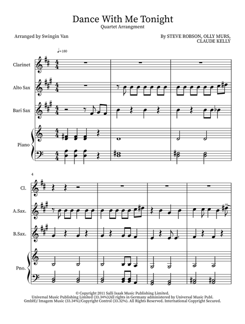 Dance With Me Tonight (Arr. Swingin Van) - Olly Murs (Small Ensemble)