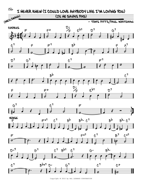 I Never Knew (I Could Love Anybody Like I'm Loving You) (Je Ne Savais Pas) (arr. Robert Rawlins) - Paul Whiteman (Real Book - Melody-Chords-Lyrics)