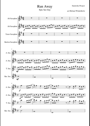 Run Away - SunStroke Project Sheet Music for Saxophone alto (Saxophone ...