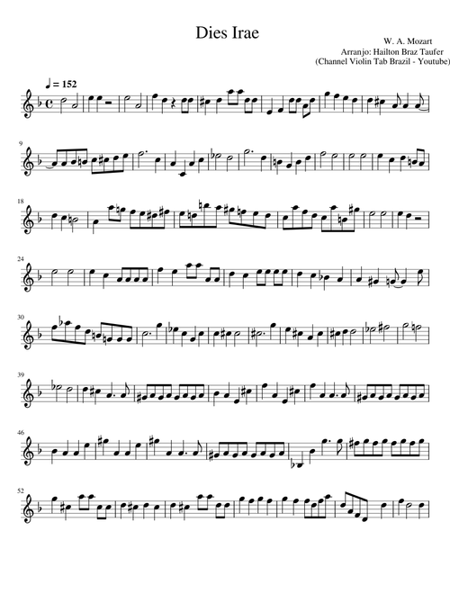 Dies Irae Mozart (Channel Violin Tab Brazil - Youtube)
